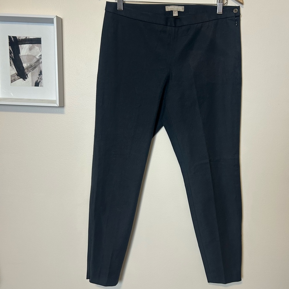 Banana Republic Sloan Slim Ankle Pants Charcoal Side Zip Stretch Trouser